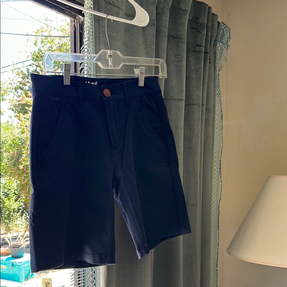 Blue Flat Front Casual Shorts